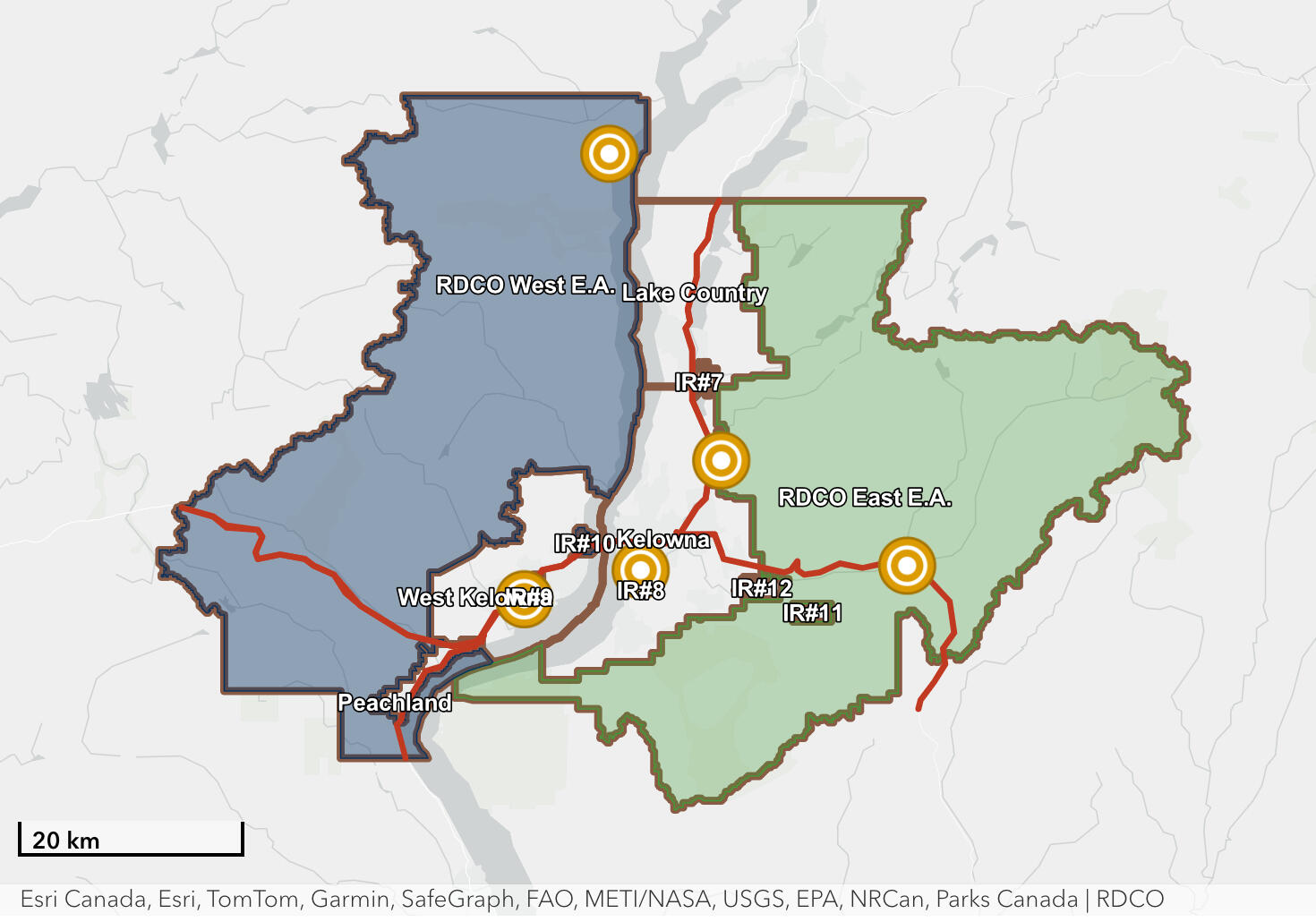 Lake Country and RDCO East E.A. Map
